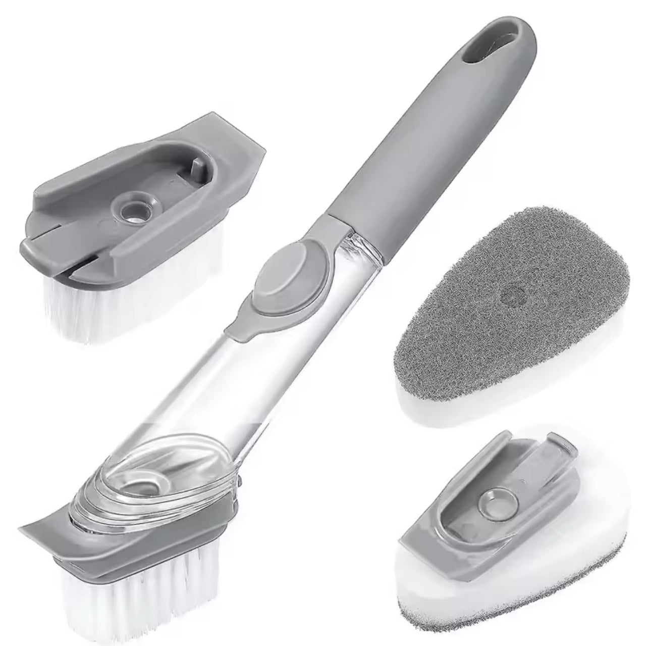 Brosse de nettoyage de cuisine 2 en 1  long manche avec distributeur liquide vaisselle