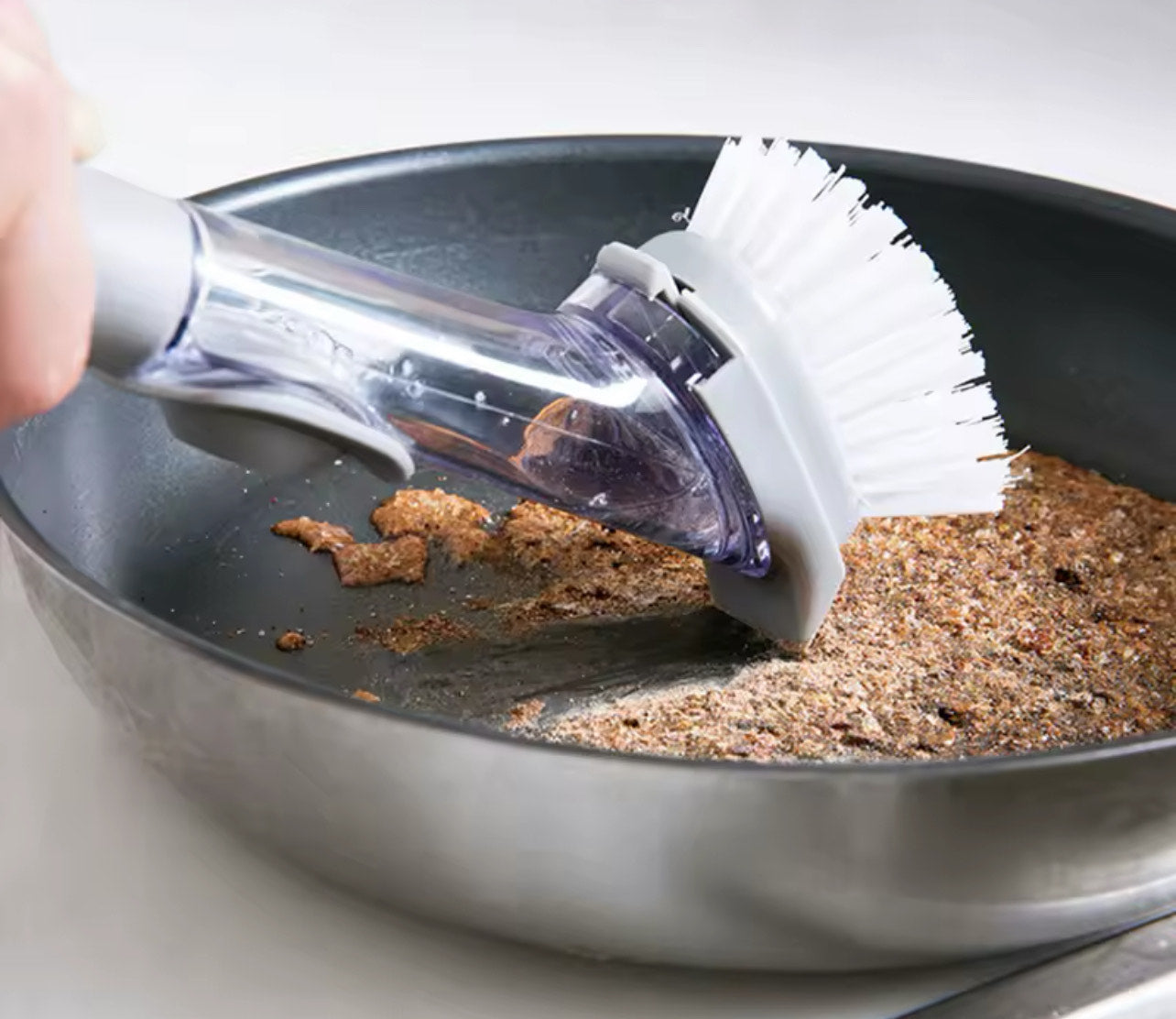 Brosse de nettoyage de cuisine 2 en 1  long manche avec distributeur liquide vaisselle