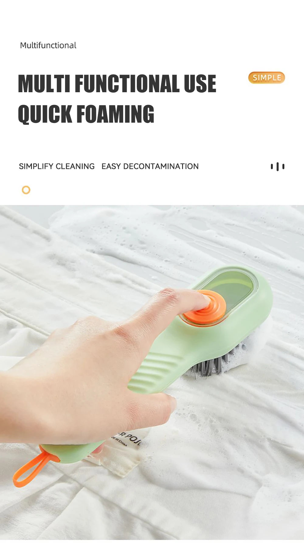 Brosse automatique multifonctionnelle pour chaussures et vêtements avec distributeur de savon