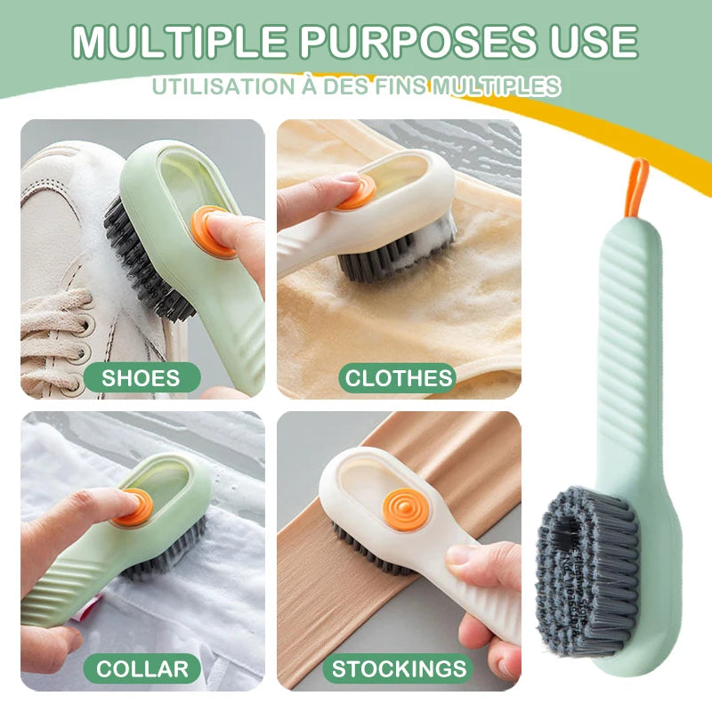 Brosse automatique multifonctionnelle pour chaussures et vêtements avec distributeur de savon